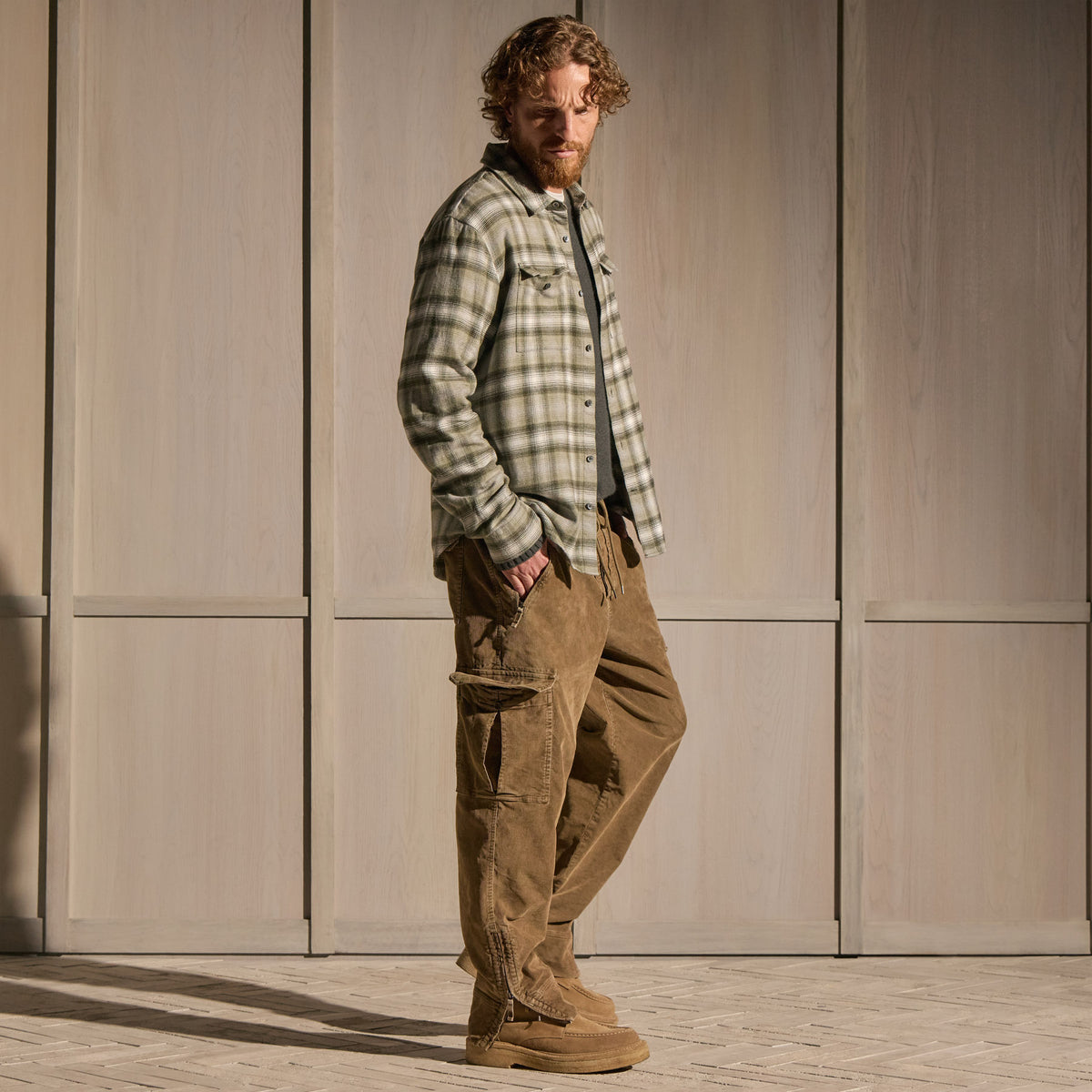 Brushed Flannel Plaid Shirt - Olive Plaid
