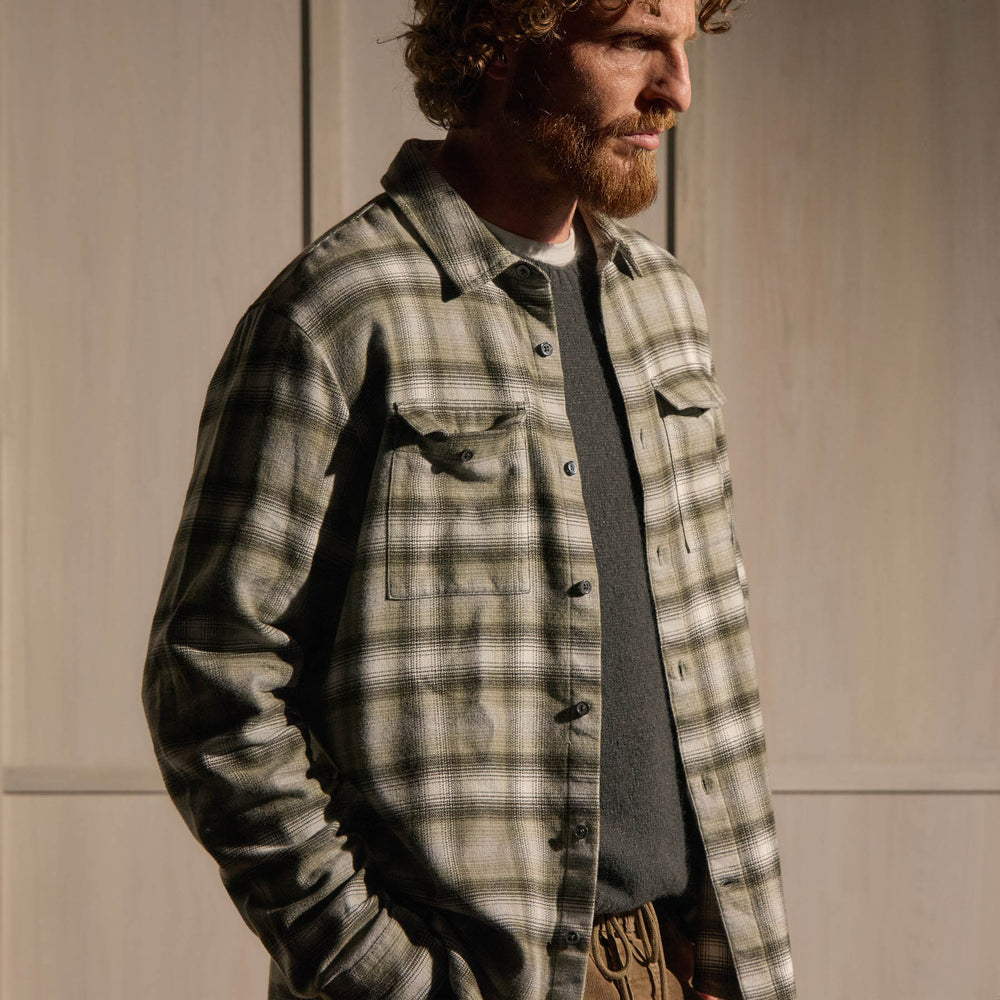 Brushed Flannel Plaid Shirt - Olive Plaid