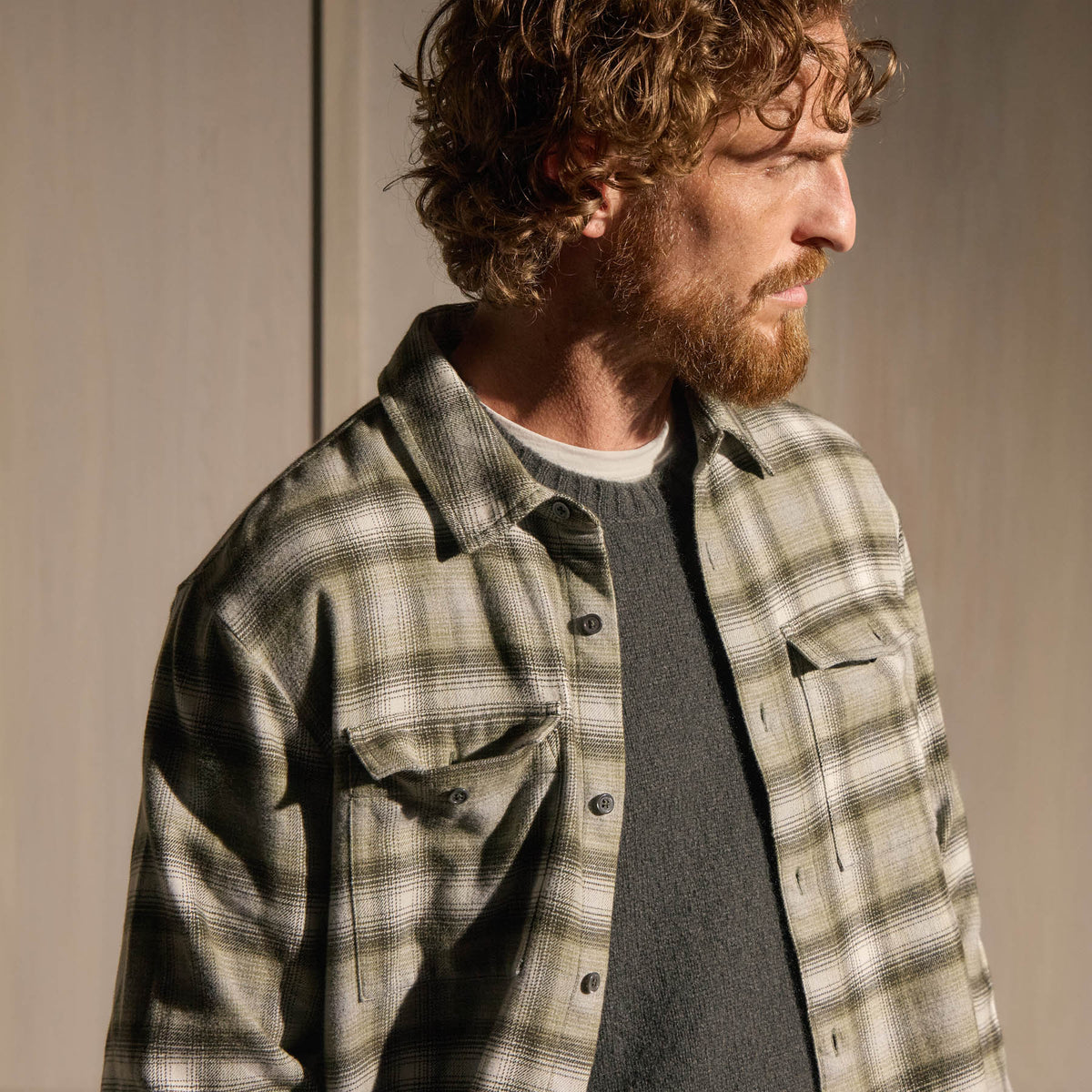 Brushed Flannel Plaid Shirt - Olive Plaid