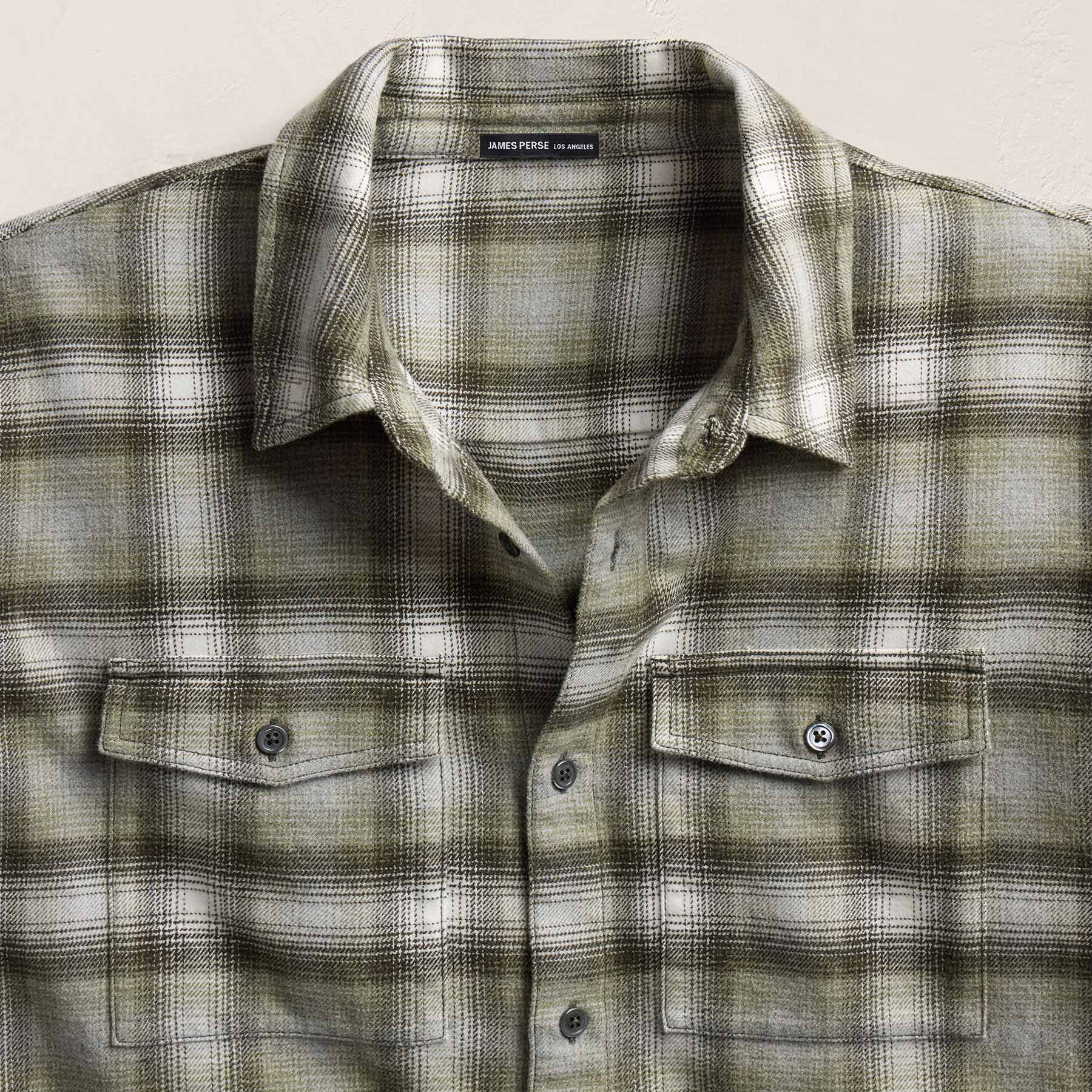 Soft Flannel Plaid Shirt - Olive Plaid