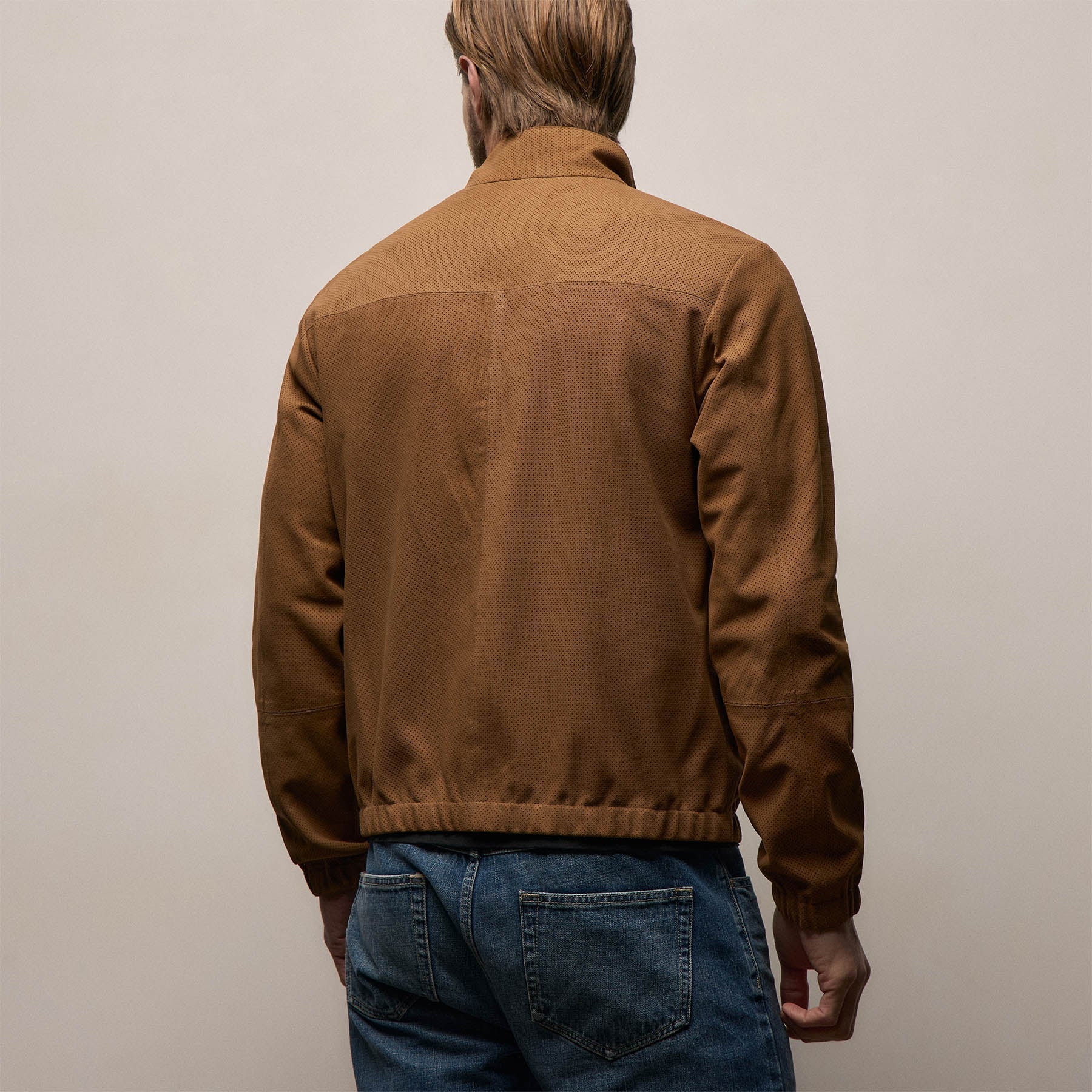 Perforated Suede Sport Jacket in Gingerbread | James Perse Los Angeles