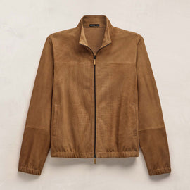 Perforated Suede Sport Jacket in Gingerbread | James Perse Los Angeles