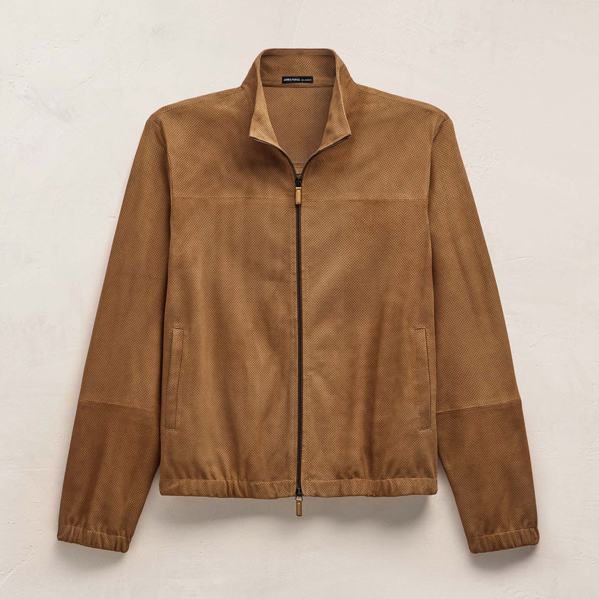 Perforated Suede Sport Jacket in Gingerbread | James Perse Los Angeles