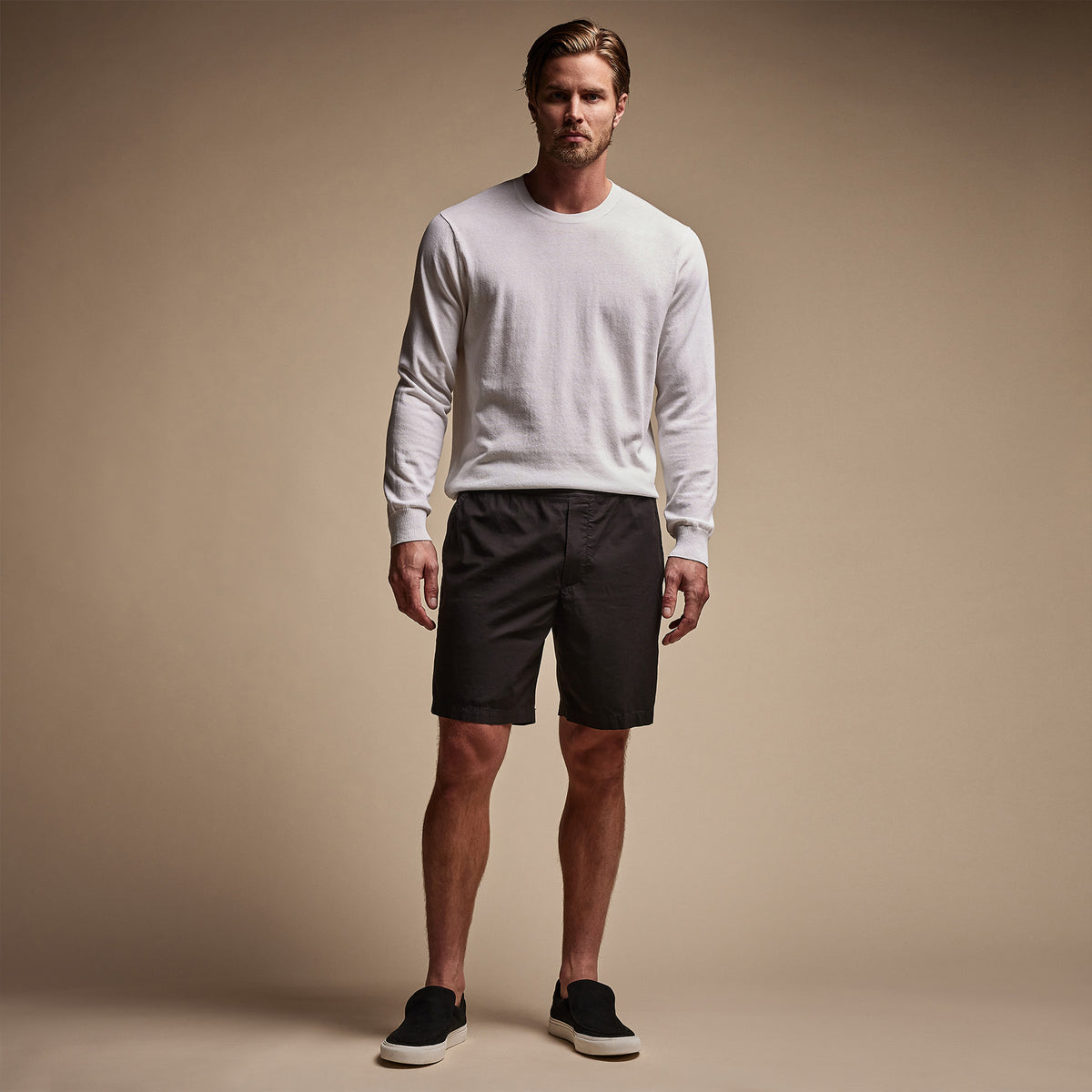 Cotton Linen Poplin Short in Black | James Perse Los Angeles
