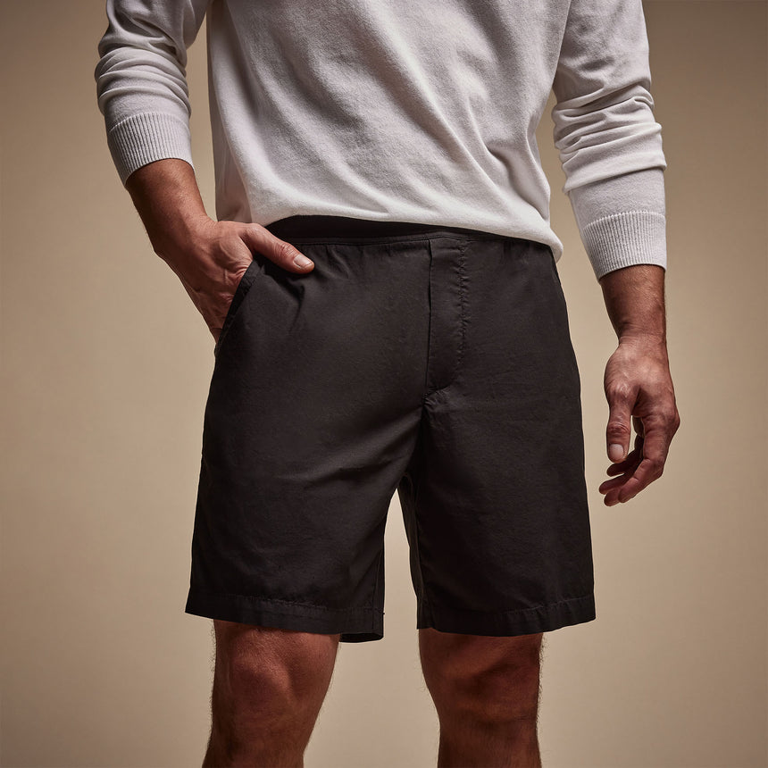 Cotton Linen Poplin Short in Black | James Perse Los Angeles