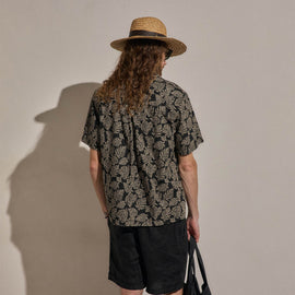 Palm Printed Shirt in Black/Stone Pigment | James Perse Los Angeles