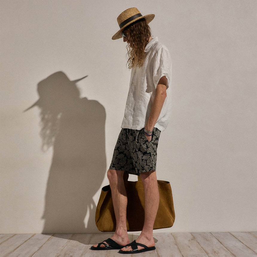 Palm Printed Short in Black/Stone Pigment | James Perse Los Angeles
