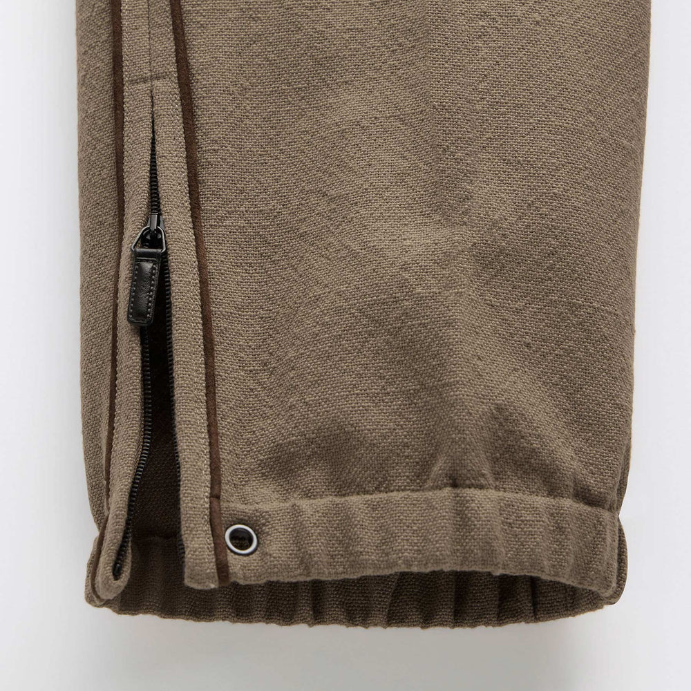 Suede Trimmed Track Pant in Caribou/ Dark Caribou | James Perse Los Angeles