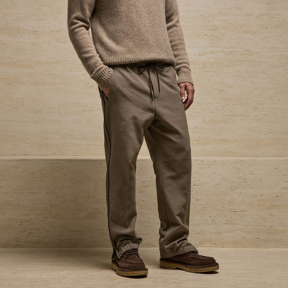 Suede Trimmed Track Pant in Caribou/ Dark Caribou | James Perse Los Angeles