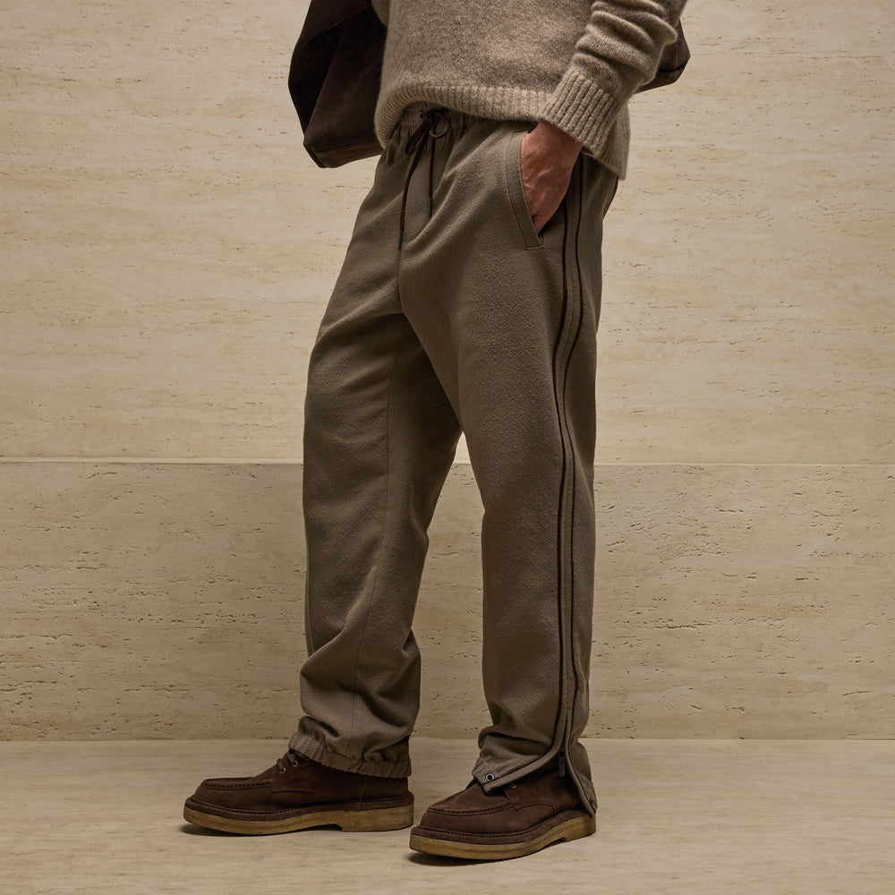Suede Trimmed Track Pant in Caribou/ Dark Caribou | James Perse Los Angeles