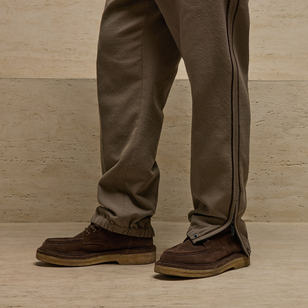 Suede Trimmed Track Pant in Caribou/ Dark Caribou | James Perse Los Angeles
