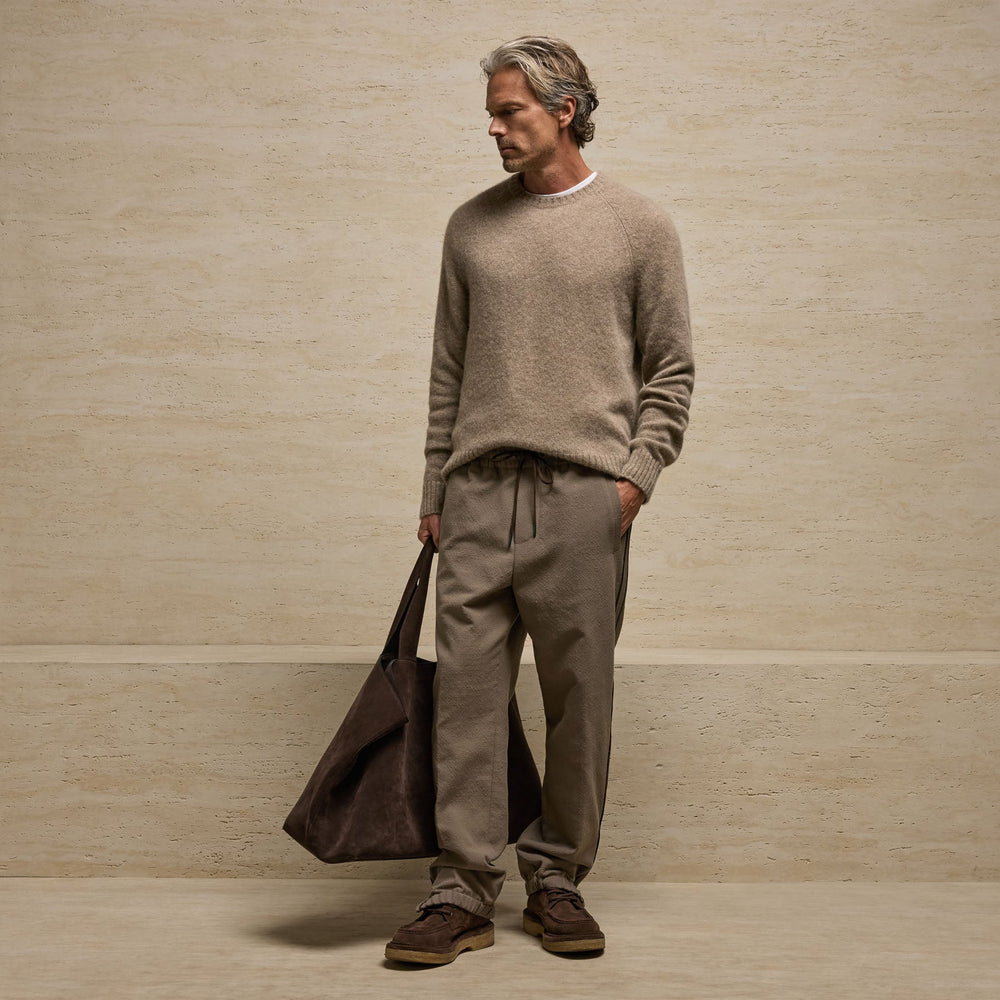 Suede Trimmed Track Pant in Caribou/ Dark Caribou | James Perse Los Angeles