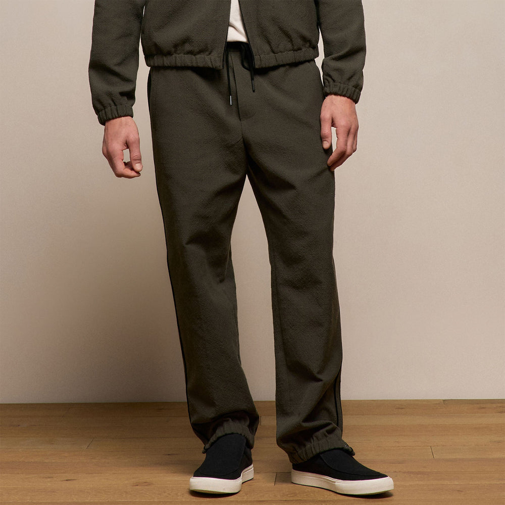 Suede Trimmed Track Pant in Dark Olive/Black | James Perse Los Angeles