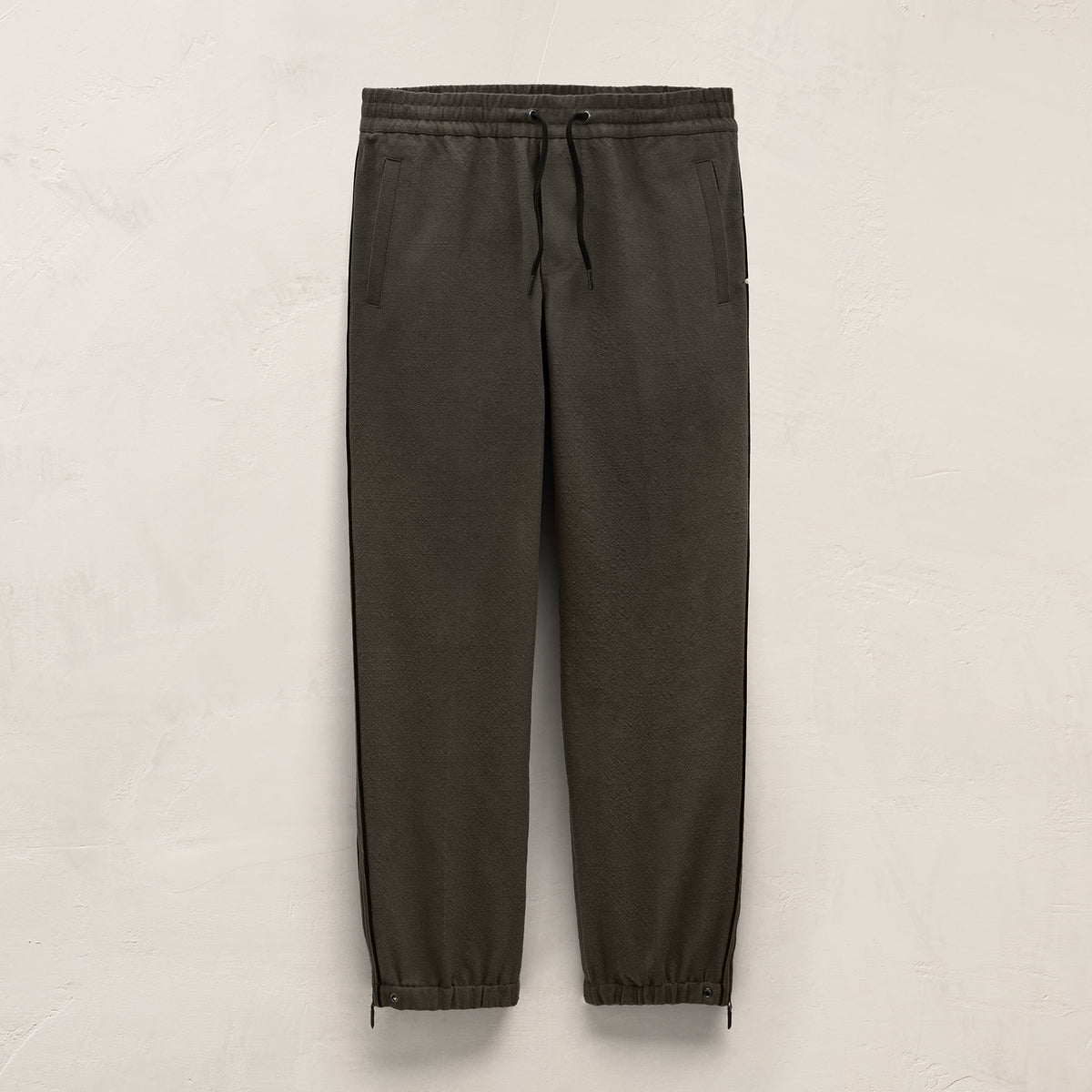 Suede Trimmed Track Pant In Dark Olive/Black | James Perse Los Angeles
