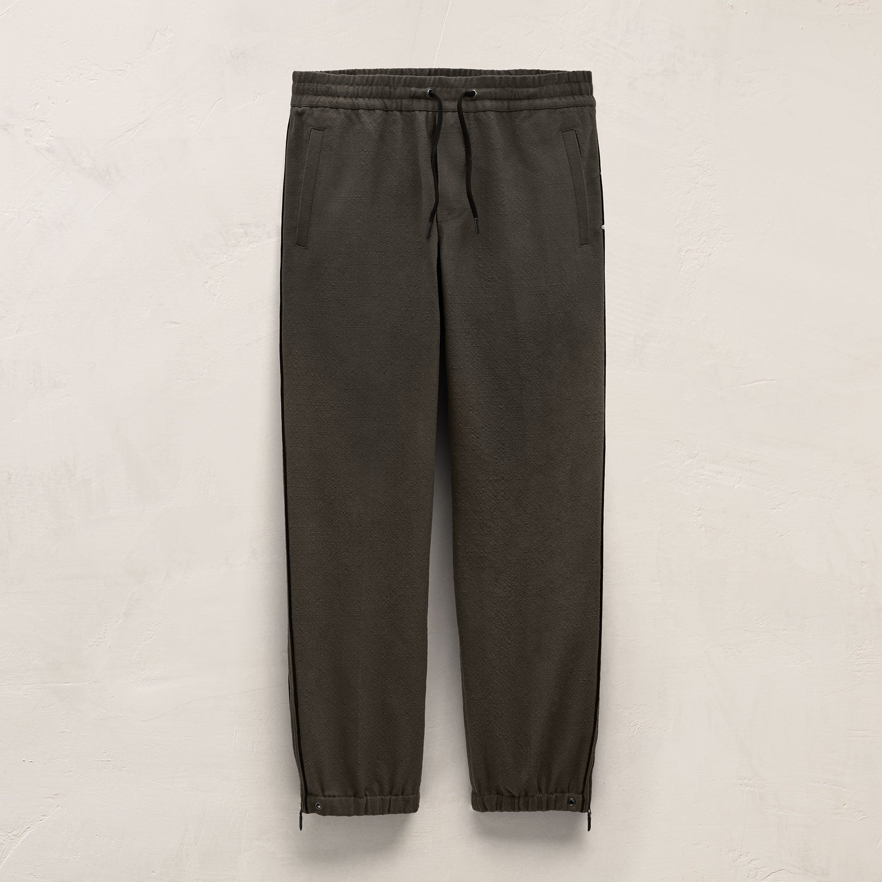 Suede Trimmed Track Pant In Dark Olive/Black | James Perse Los Angeles