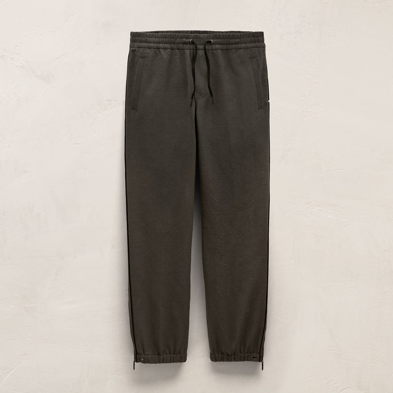 Suede Trimmed Track Pant In Dark Olive/Black | James Perse Los Angeles