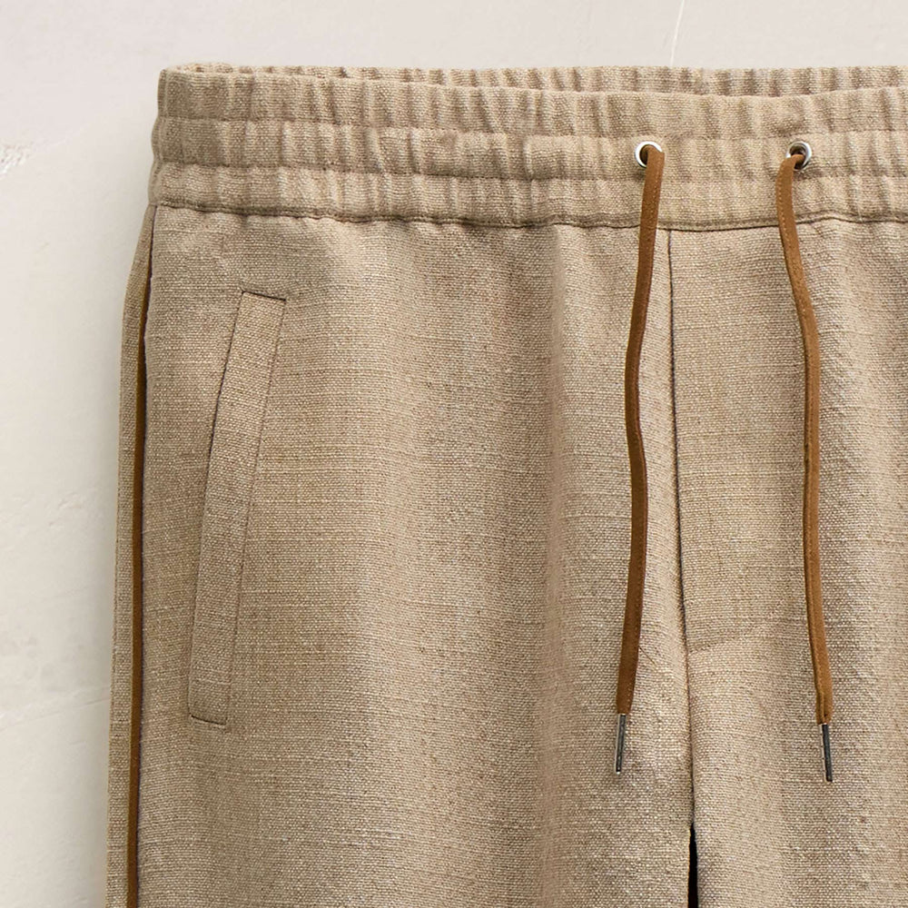 Suede Trimmed Track Pant in Natural/Tobacco | James Perse Los Angeles FLAT