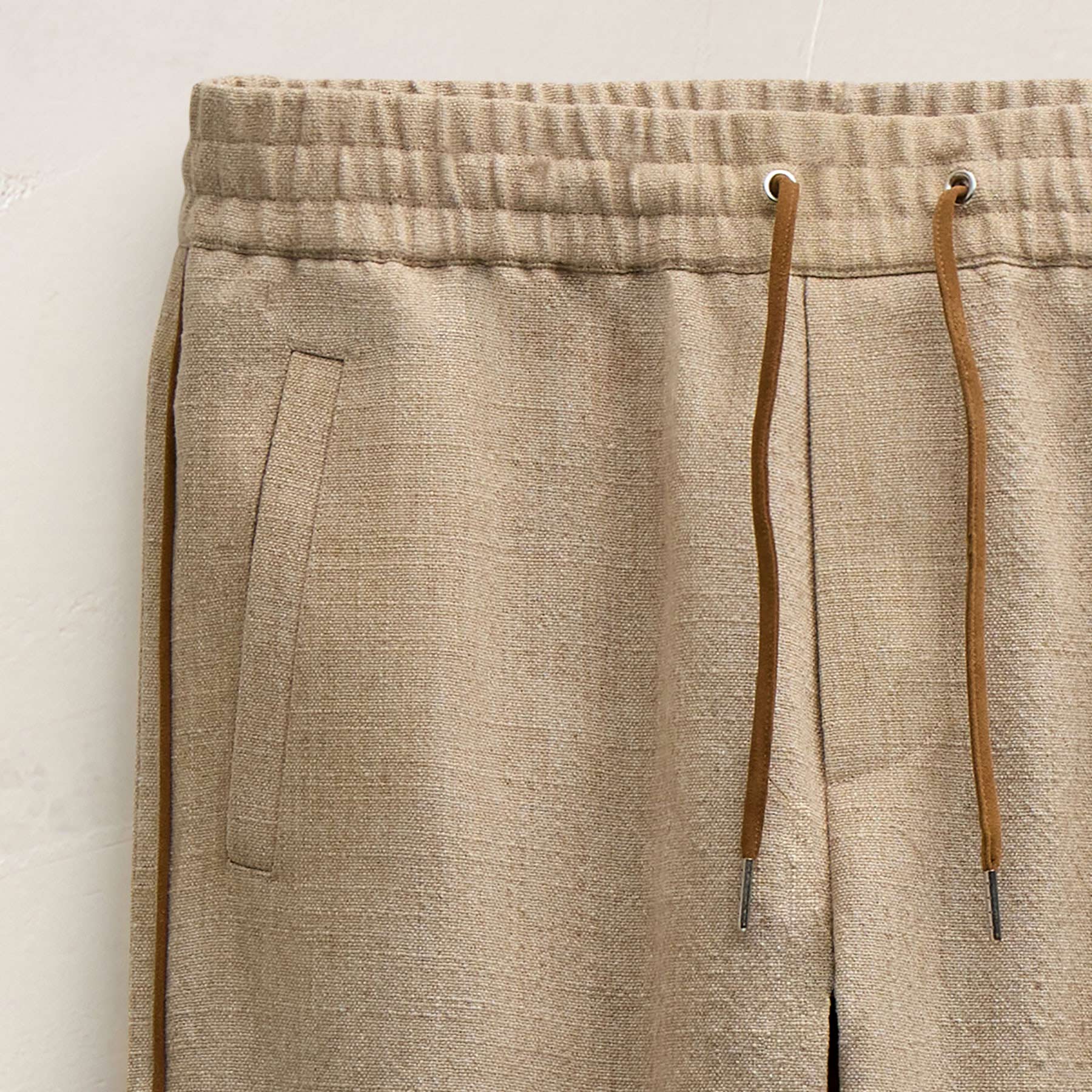 Suede Trimmed Track Pant in Natural/Tobacco | James Perse Los Angeles FLAT
