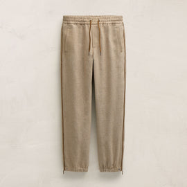 Suede Trimmed Track Pant in Natural/Tobacco | James Perse Los Angeles FLAT