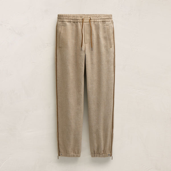 Suede Trimmed Track Pant in Natural/Tobacco | James Perse Los Angeles