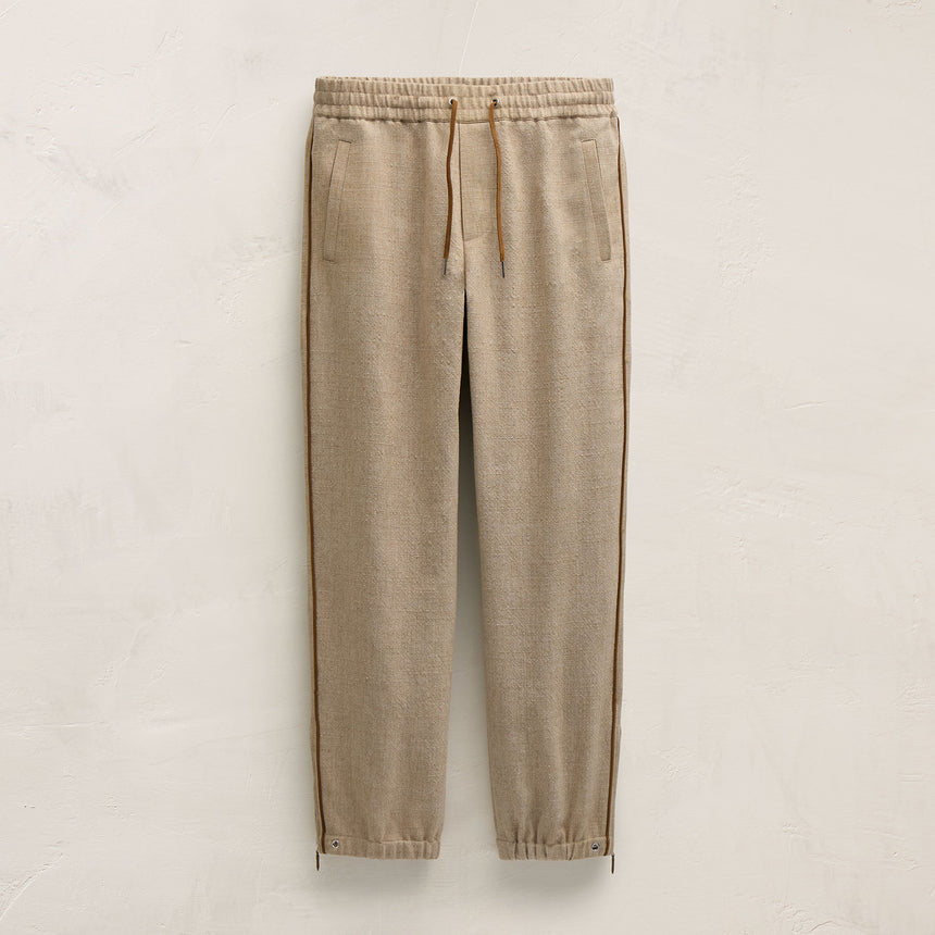 Suede Trimmed Track Pant in Natural/Tobacco | James Perse Los Angeles FLAT