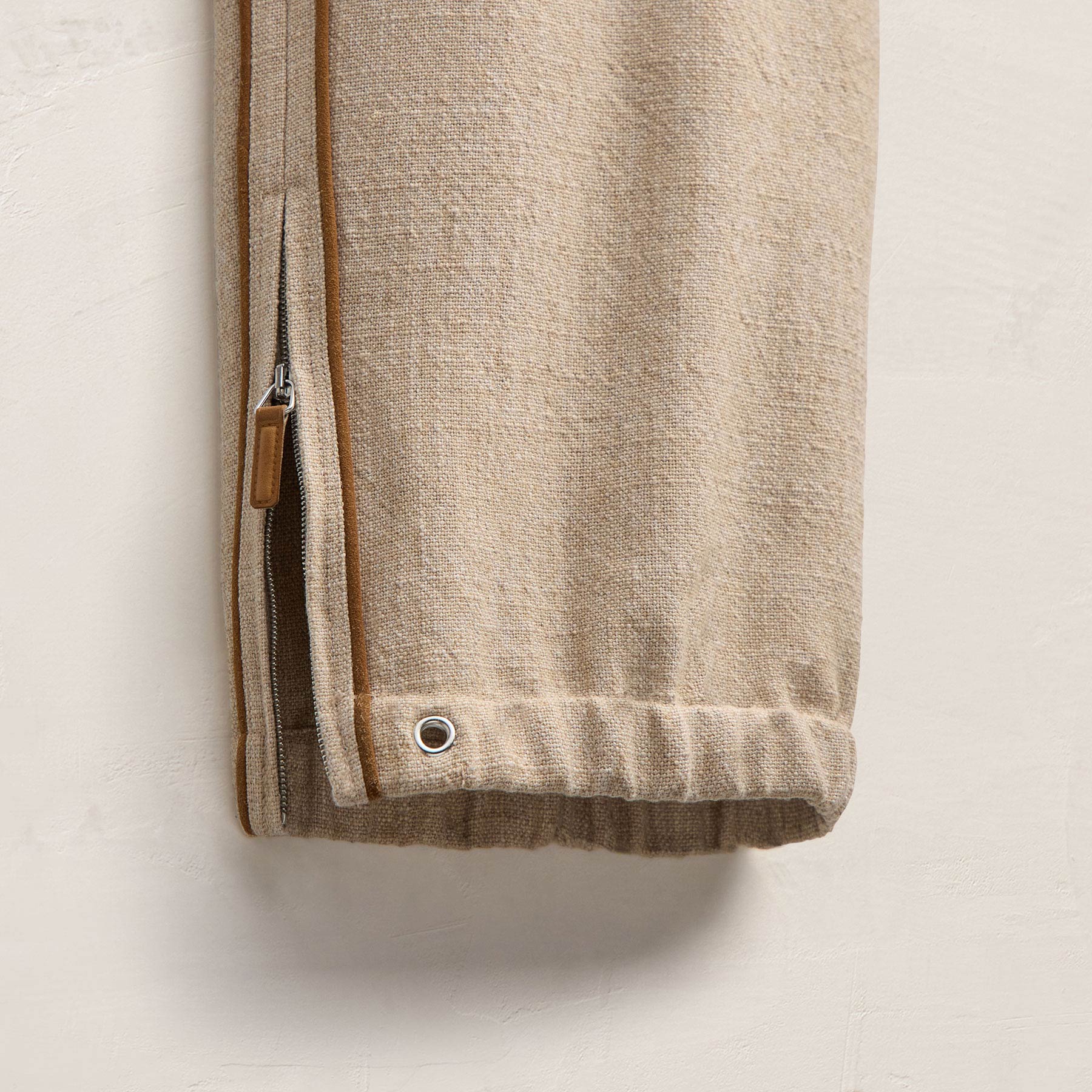 Suede Trimmed Track Pant in Natural/Tobacco | James Perse Los Angeles FLAT