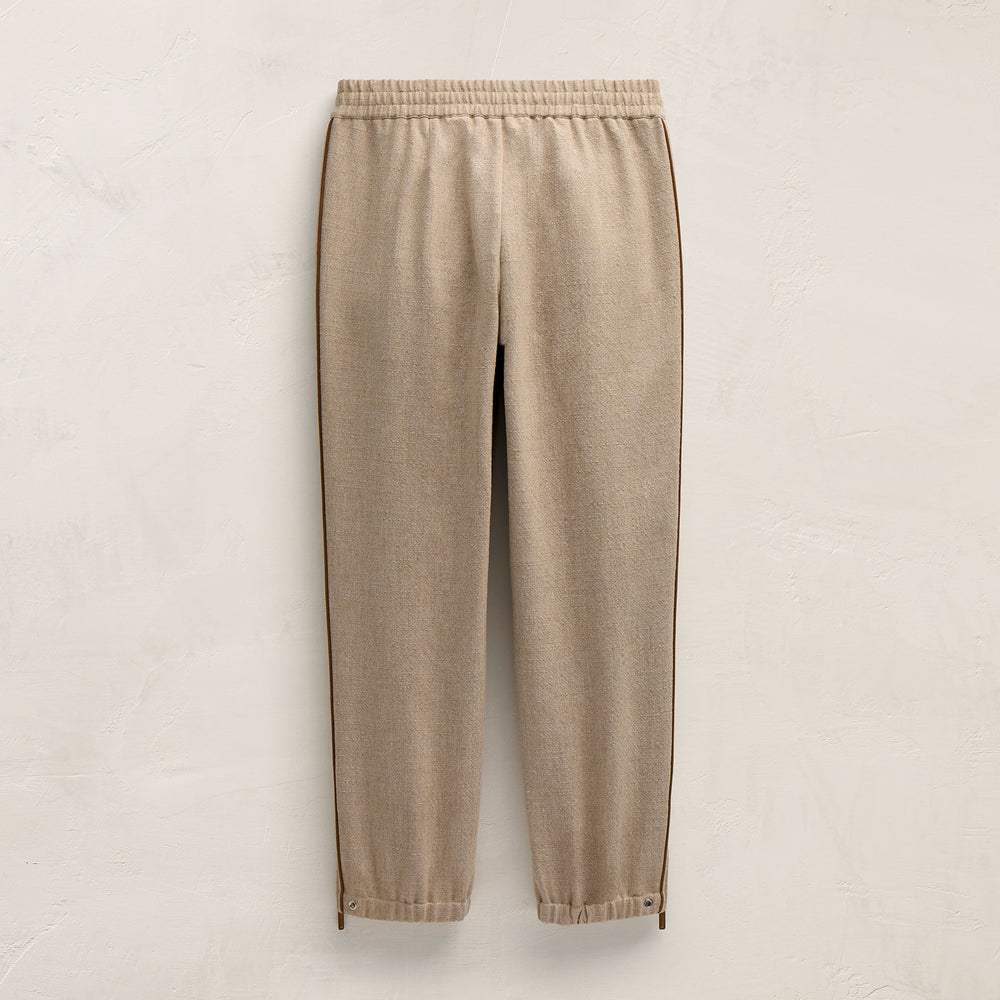 Suede Trimmed Track Pant in Natural/Tobacco | James Perse Los Angeles FLAT