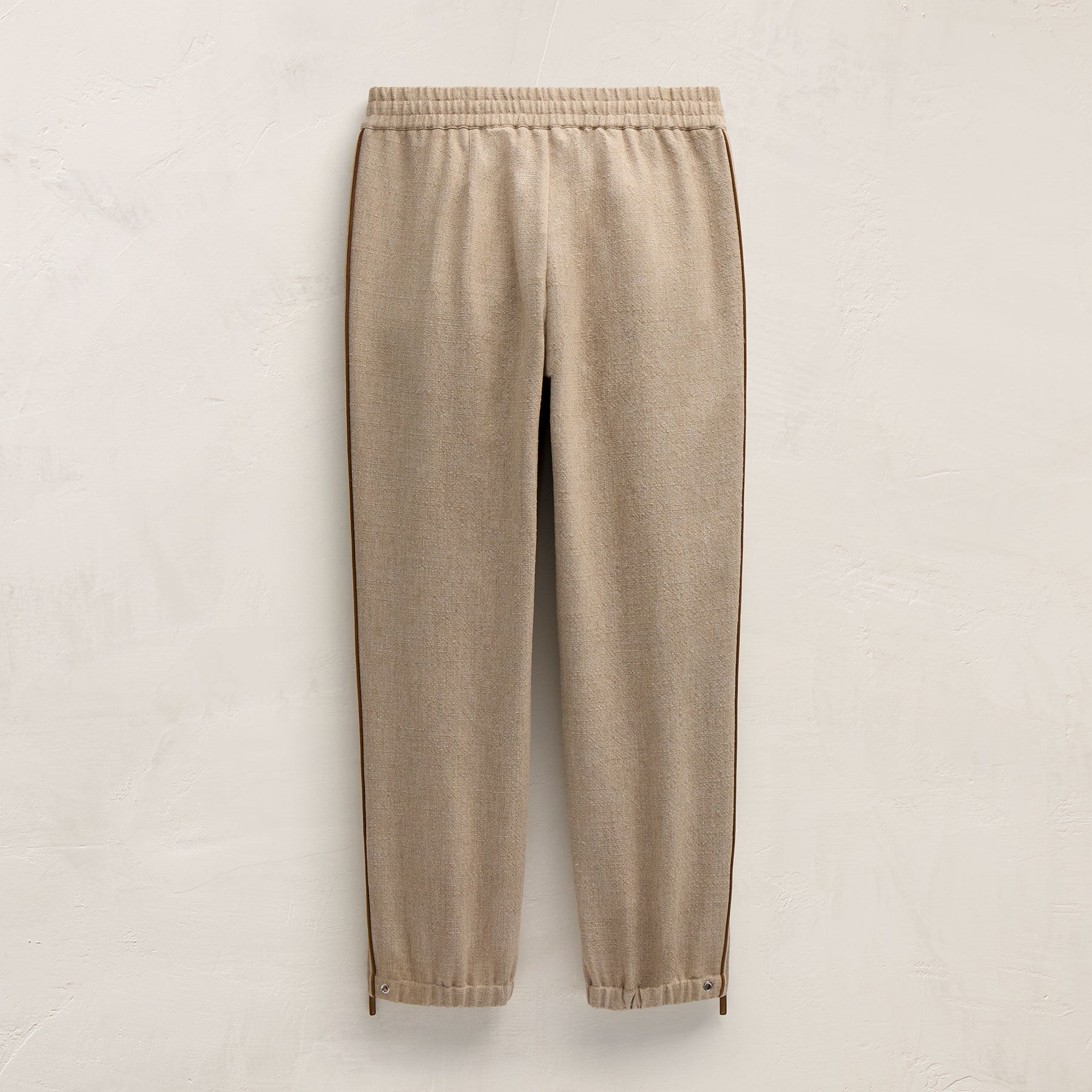 Suede Trimmed Track Pant in Natural/Tobacco | James Perse Los Angeles FLAT