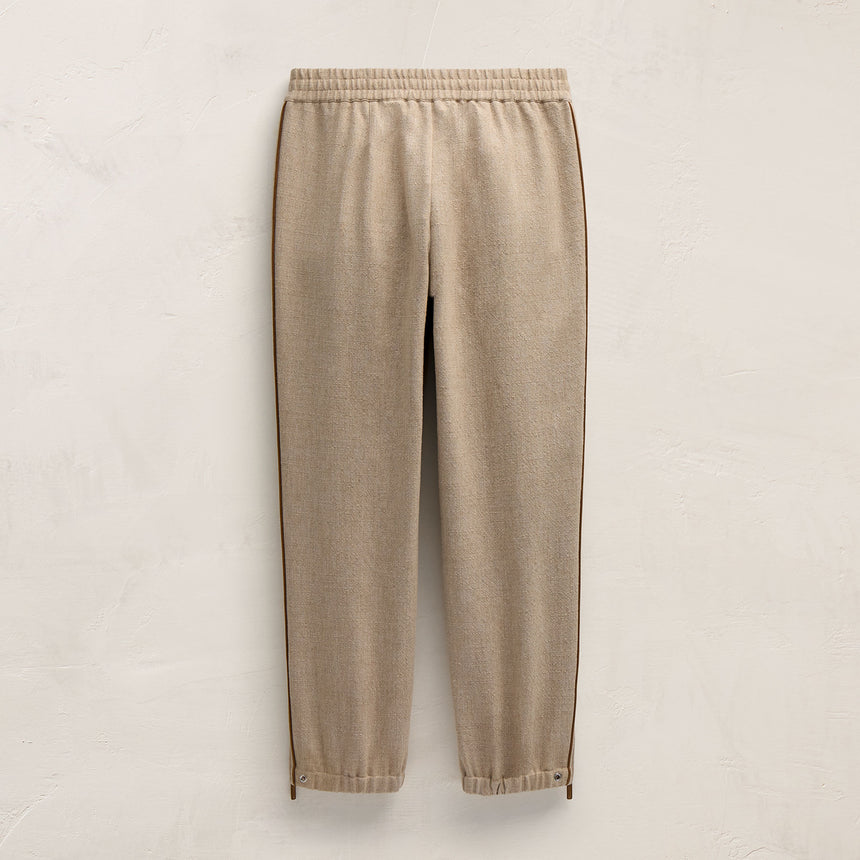 Suede Trimmed Track Pant in Natural/Tobacco | James Perse Los Angeles FLAT
