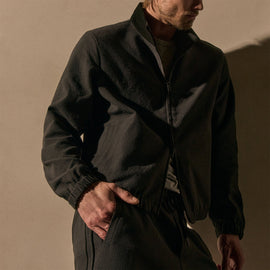 Suede Trimmed Track Jacket in Charcoal/Black | James Perse Los Angeles