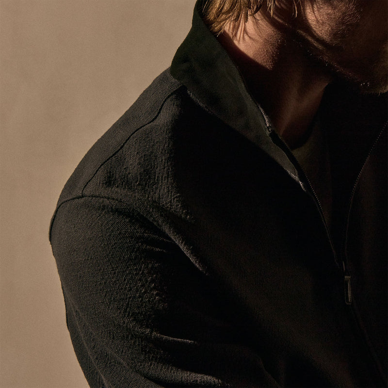 Suede Trimmed Track Jacket in Charcoal/Black | James Perse Los Angeles