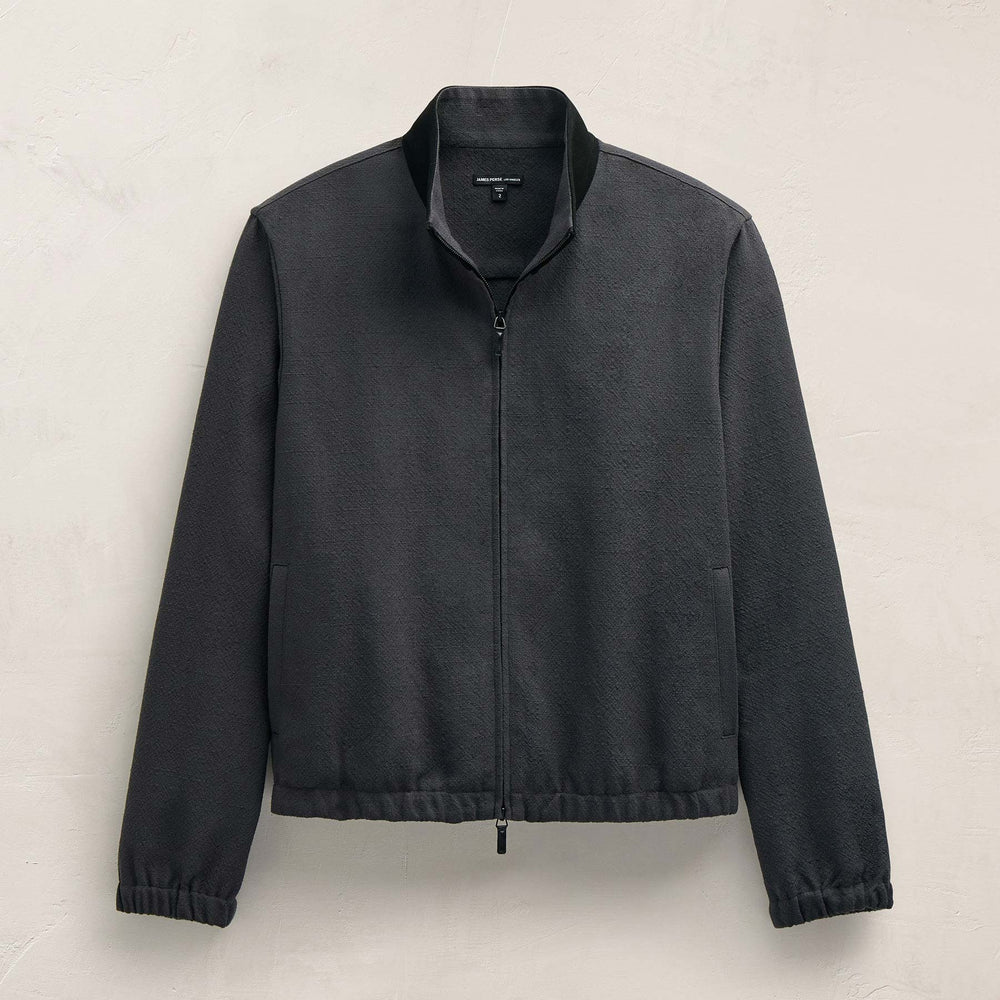 Suede Trimmed Track Jacket in Charcoal/Black | James Perse Los Angeles FLAT