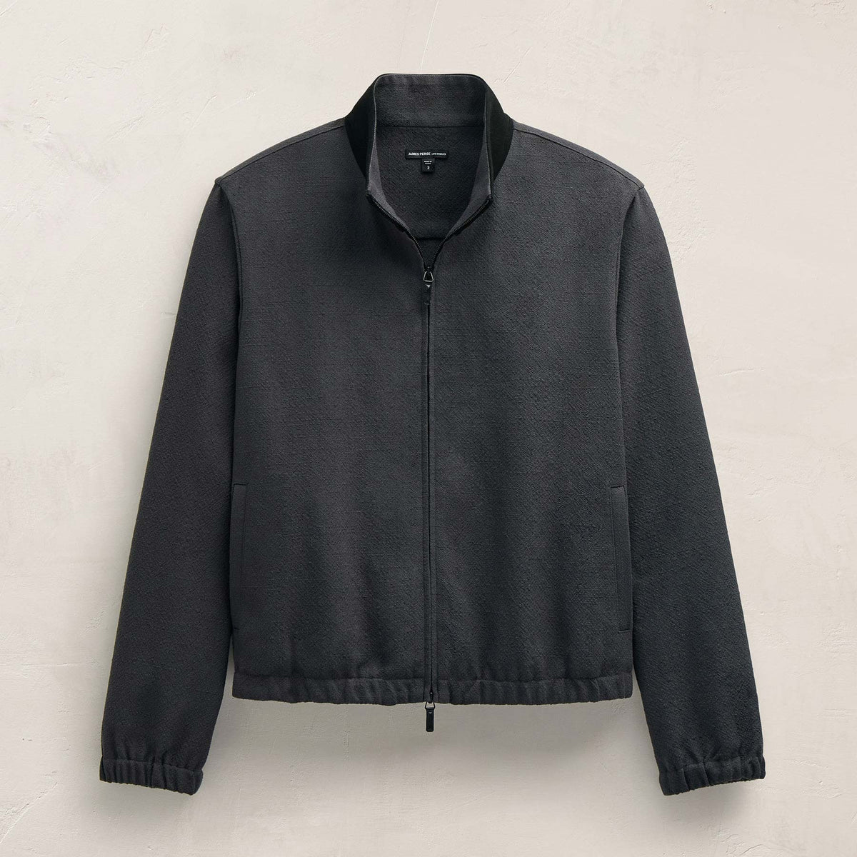 Suede Trimmed Track Jacket in Charcoal/Black | James Perse Los Angeles
