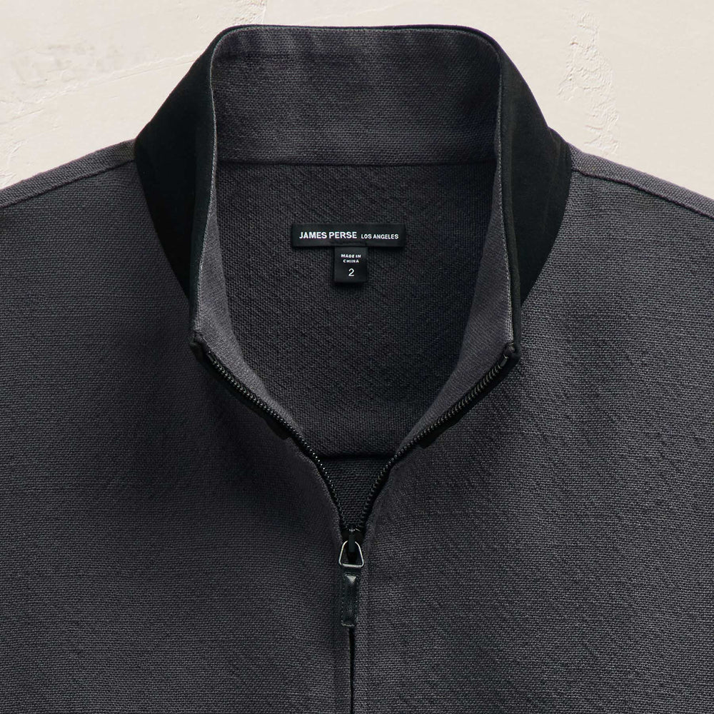 Suede Trimmed Track Jacket in Charcoal/Black | James Perse Los Angeles FLAT