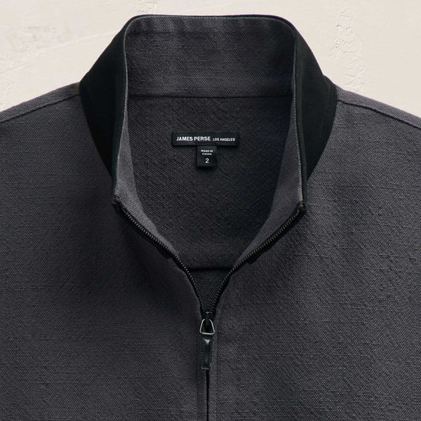 Suede Trimmed Track Jacket in Charcoal/Black | James Perse Los Angeles
