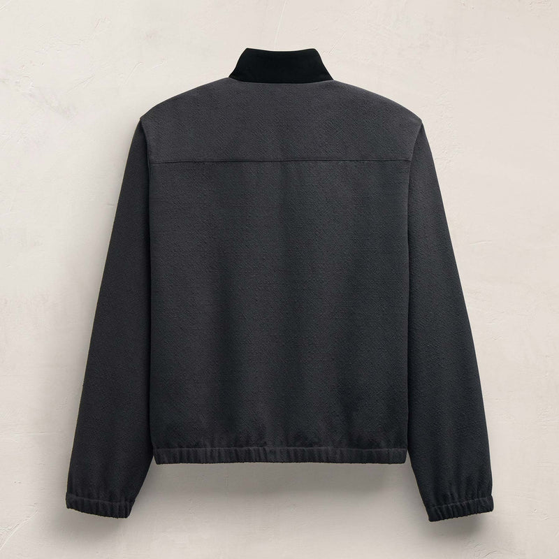 Suede Trimmed Track Jacket in Charcoal/Black | James Perse Los Angeles FLAT