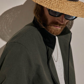 Suede Trimmed Track Jacket in Dark Olive/Black | James Perse Los Angeles