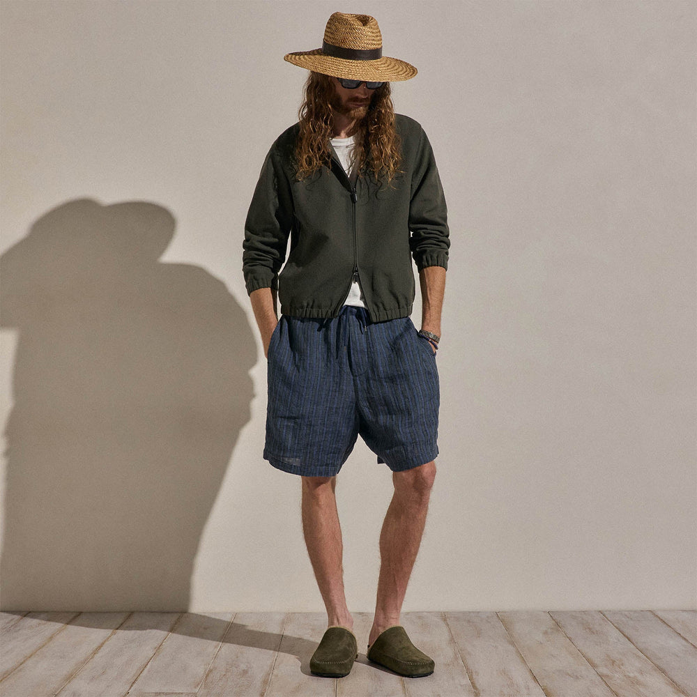 Suede Trimmed Track Jacket in Dark Olive/Black | James Perse Los Angeles
