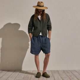 Suede Trimmed Track Jacket in Dark Olive/Black | James Perse Los Angeles