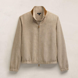 Suede Trimmed Track Jacket in Natural/Tobacco | James Perse Los Angeles
