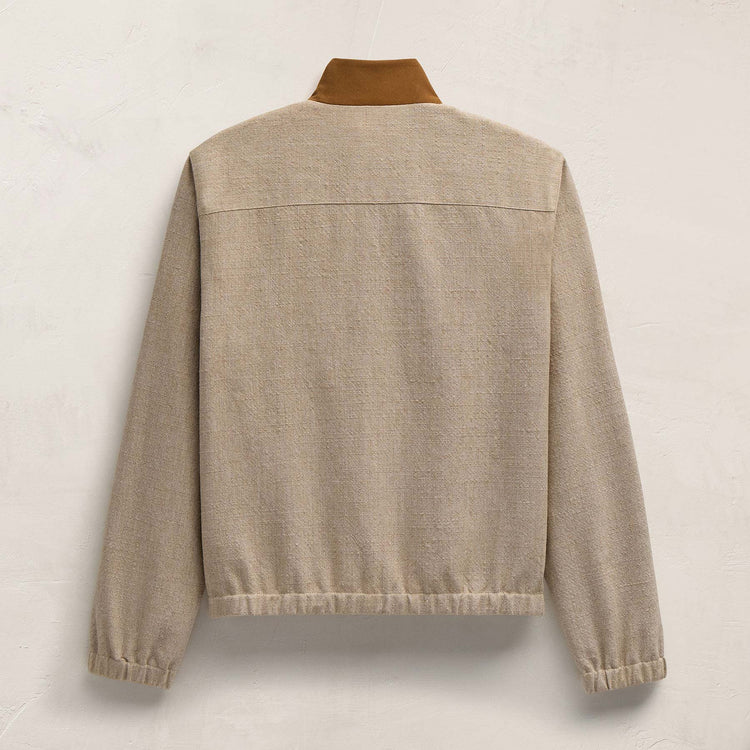 Suede Trimmed Track Jacket in Natural/Tobacco | James Perse Los Angeles