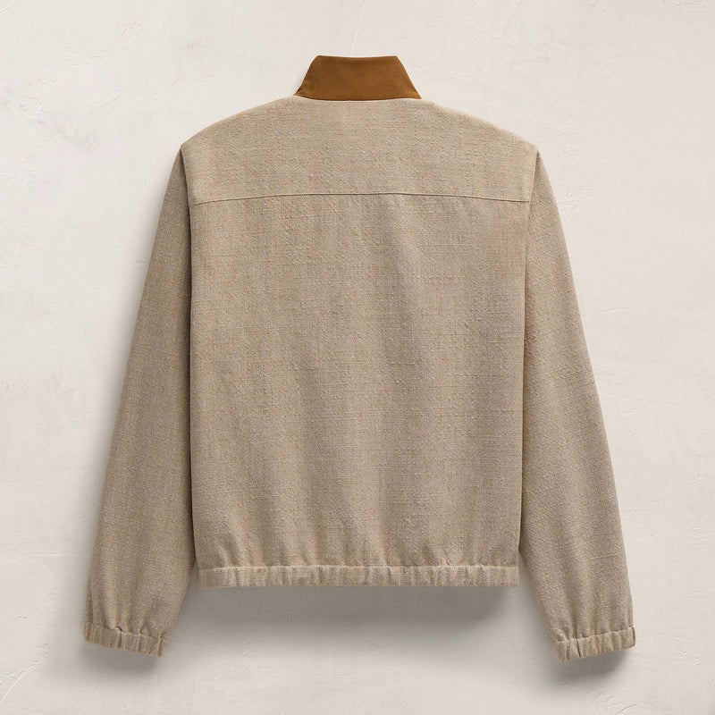 Suede Trimmed Track Jacket in Natural/Tobacco | James Perse Los Angeles