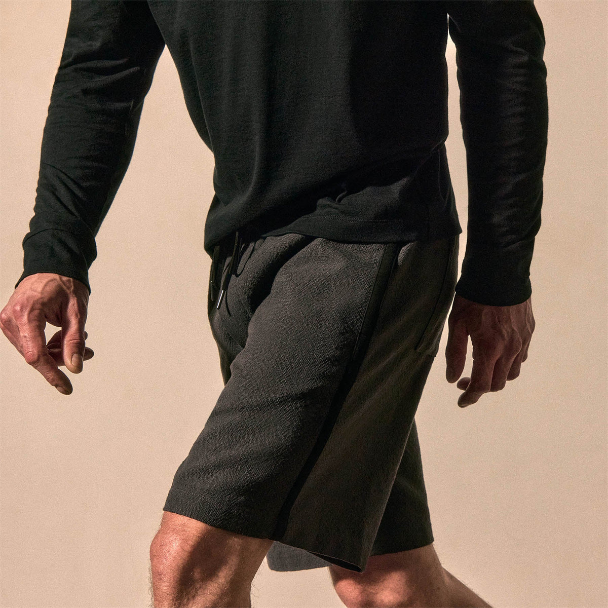 Suede Trimmed Short in Charcoal/Black | James Perse Los Angeles