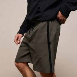 Suede Trimmed Track Short in Dark Olive/Black | James Perse Los Angeles