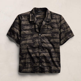 Palm Printed Shirt in Black/Light Olive Pigment | James Perse Los Angeles
