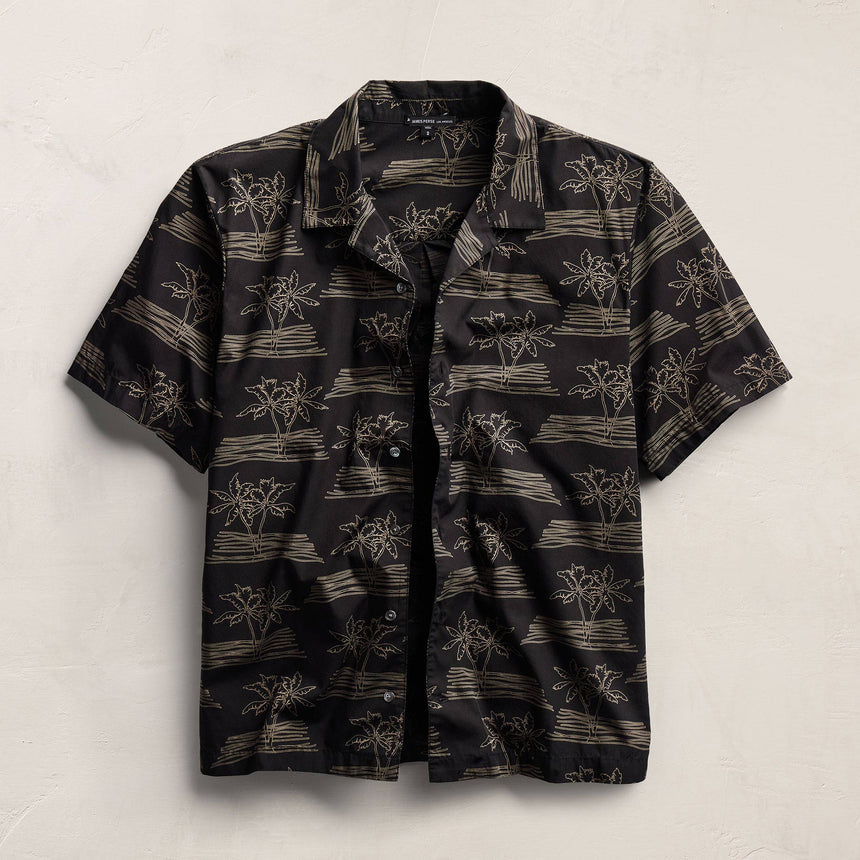 Palm Printed Shirt in Black/Light Olive Pigment | James Perse Los Angeles