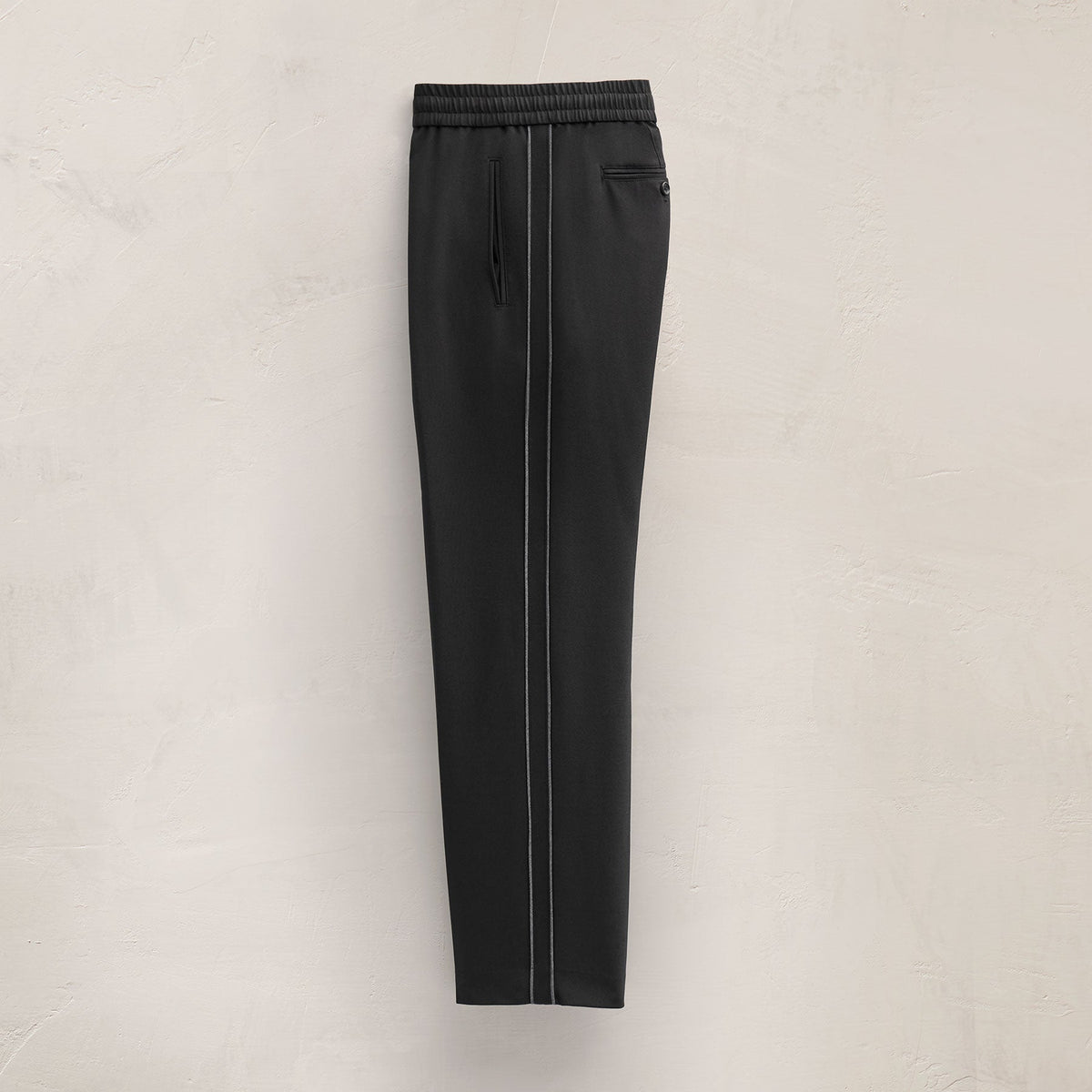 Wool Cashmere Flannel Side Piping Pant in Black | James Perse Los Angeles