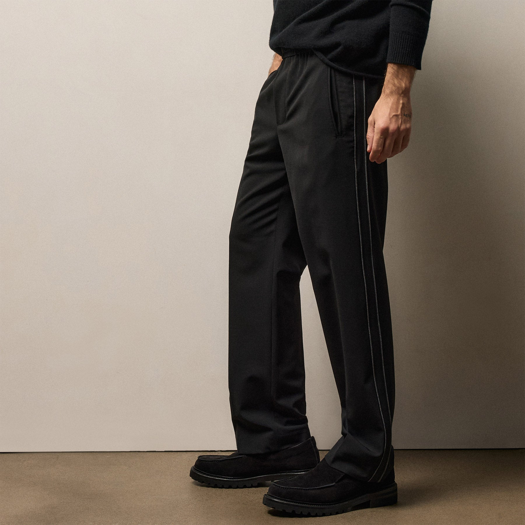 Contrast Trimmed Wool Stretch Trouser