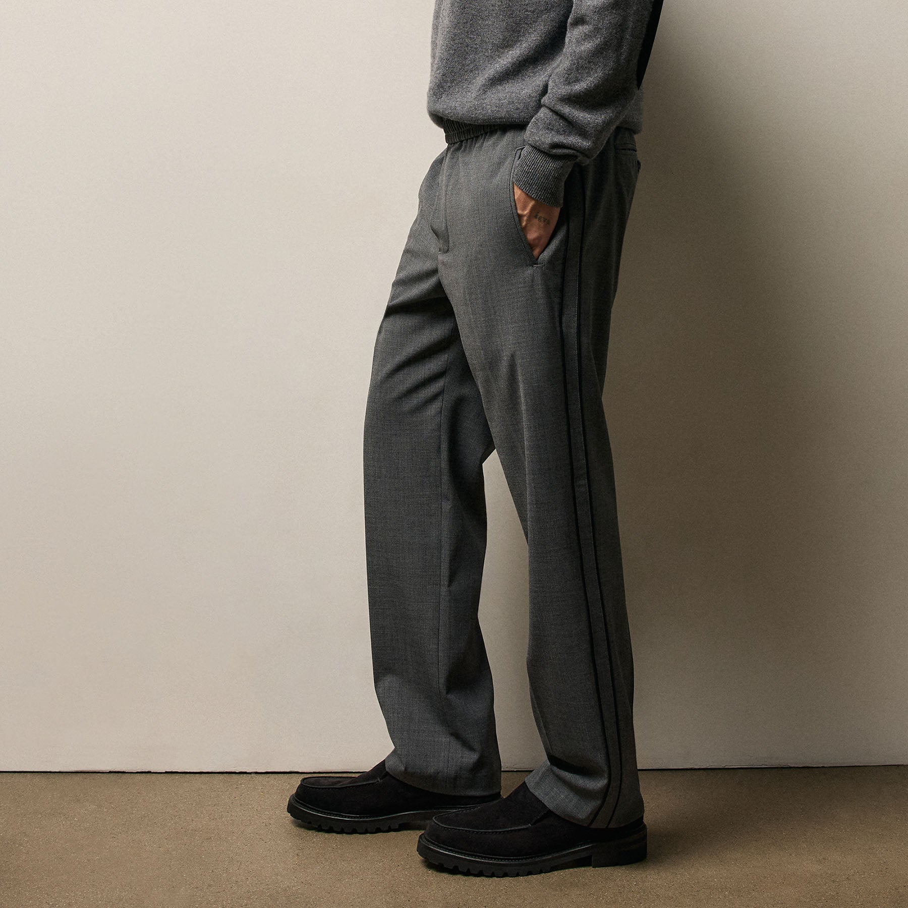 Contrast Trimmed Wool Stretch Trouser