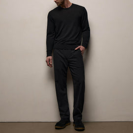 Wool Stretch Pull On Trouser in Black | James Perse Los Angeles